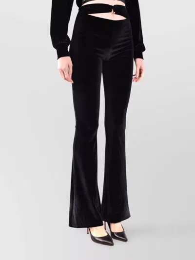 Philipp Plein Velvet Flared Leg High Waist Trousers With Cut-out Detail In Black