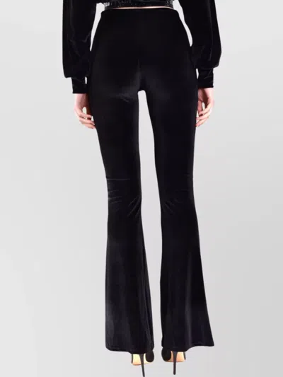 Philipp Plein Velvet Flared Leg High Waist Trousers With Cut-out Detail In Black