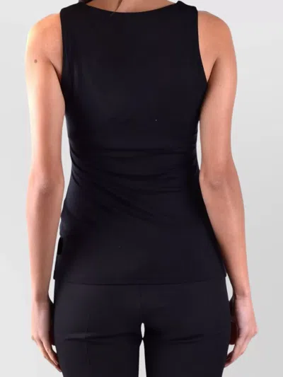 Philipp Plein Sleeveless Square Neck Fitted Tops In Black