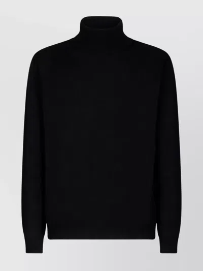 Dondup Man Turtleneck Midnight Blue Size 40 Wool In Black