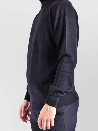 Dondup Man Turtleneck Midnight Blue Size 40 Wool In Black