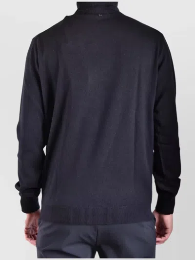 Dondup Man Turtleneck Midnight Blue Size 40 Wool In Black