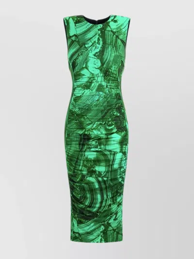 Roberto Cavalli Abstract-print Midi Dress In Green
