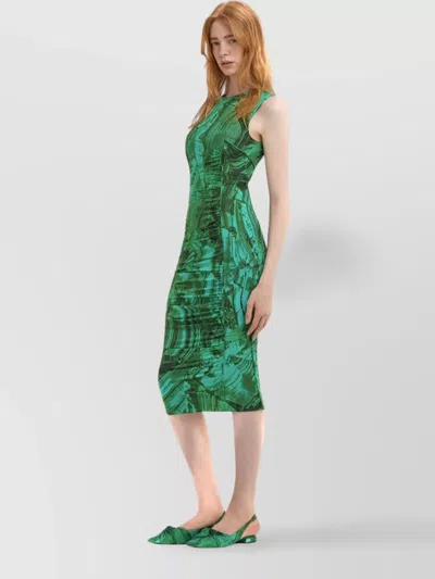 Roberto Cavalli Abstract-print Midi Dress In Green