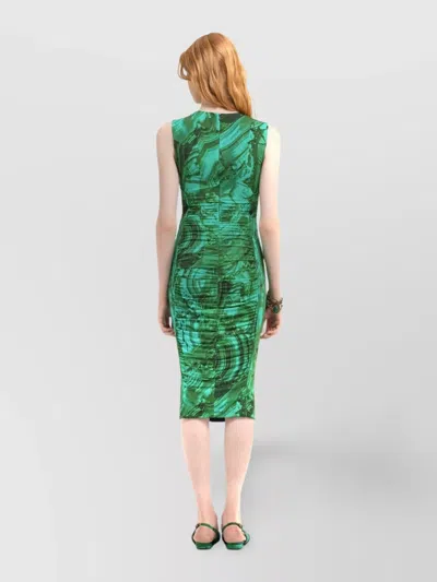 Roberto Cavalli Abstract-print Midi Dress In Green