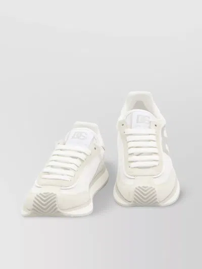 Dolce & Gabbana Calfskin Strobel Portofino Light Sneakers In White