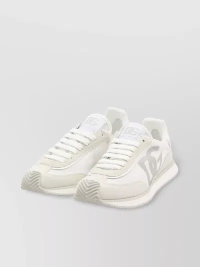 Dolce & Gabbana Calfskin Strobel Portofino Light Sneakers In White