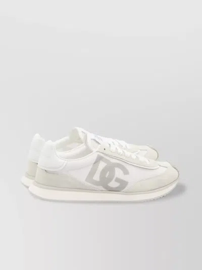 Dolce & Gabbana Calfskin Strobel Portofino Light Sneakers In White