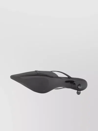 Jimmy Choo Pointed Toe Kitten Heel Sandals With Pearl Embellishment In Black