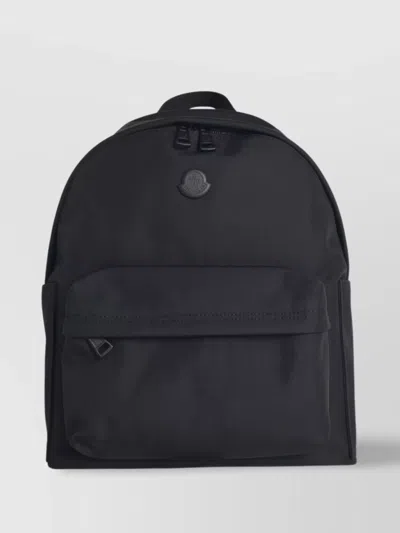 Moncler Pierrick Nylon Backpack Large Front Pocket In Black