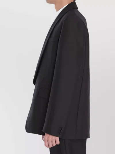 Loewe Tailored Wool Silk Jacket With Shawl Lapel In Black