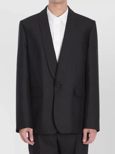 Loewe Tailored Wool Silk Jacket With Shawl Lapel In Black