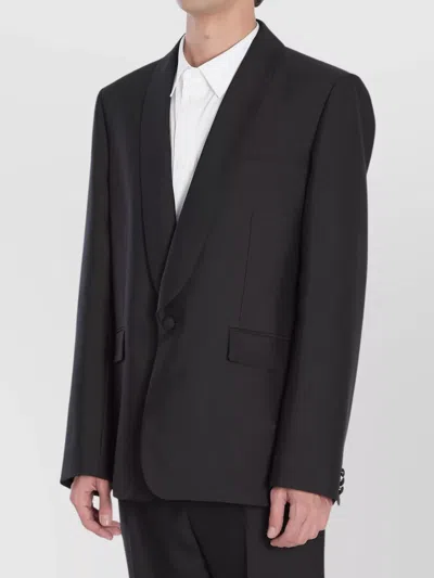 Loewe Tailored Wool Silk Jacket With Shawl Lapel In Black