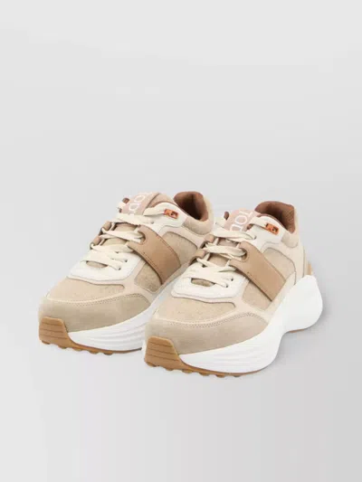 Tod's Sneakers In Fabric And Suede Leather In Neutral