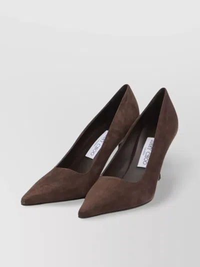 Jimmy Choo Ixia Pointed Toe Suede Pumps In Brown
