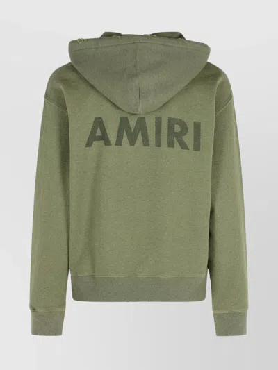 Amiri Cotton Sweatshirt Hooded Kangaroo Pocket In Green