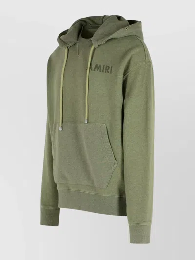Amiri Cotton Sweatshirt Hooded Kangaroo Pocket In Green