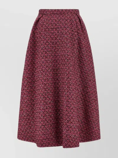 Alessandra Rich Tweed A-line High-waisted Midi Skirt In Purple