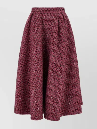 Alessandra Rich Tweed A-line High-waisted Midi Skirt In Purple