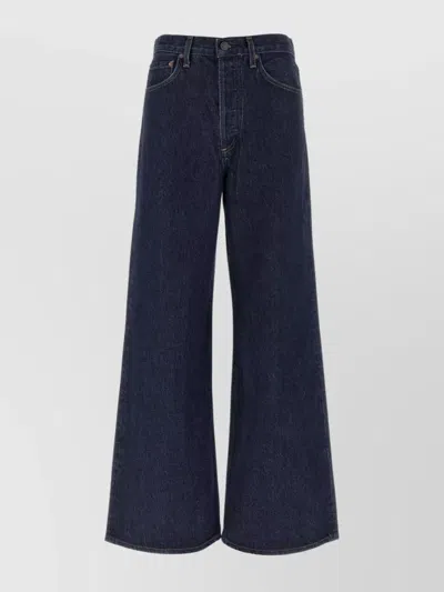 Agolde Lady's Wide-leg Jeans With Five Pockets In Blue