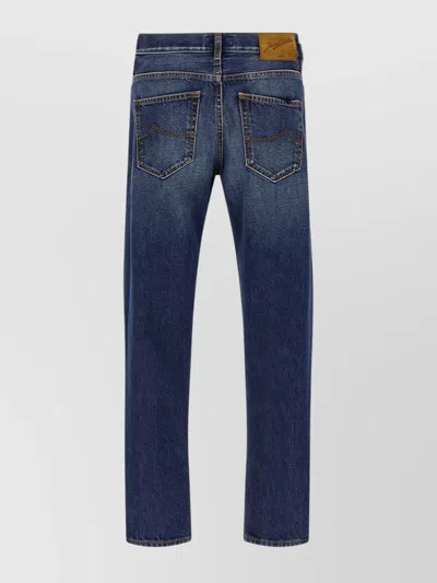 Jacob Cohen Belt Loops Contrast Stitching Faded Jeans In Blue