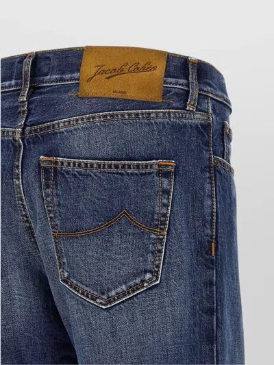 Jacob Cohen Belt Loops Contrast Stitching Faded Jeans In Blue