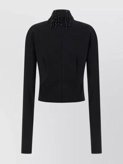 Alberta Ferretti Embellished Collar Fitted Silhouette Long Sleeves In Black