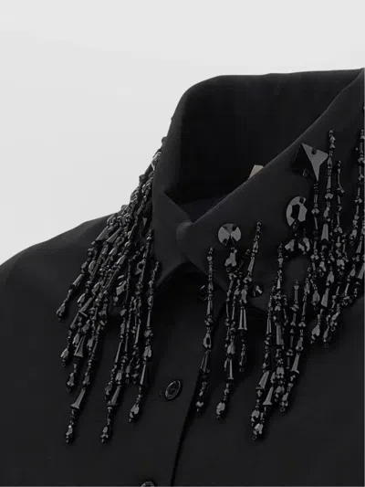 Alberta Ferretti Embellished Collar Fitted Silhouette Long Sleeves In Black