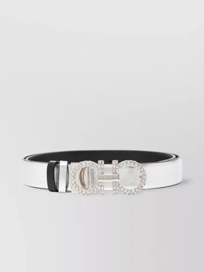 Ferragamo Crystal Strass Leather Belt In Gray