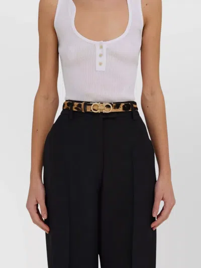 Ferragamo Animal-print Pony Hair Gancini Belt In Animal Print