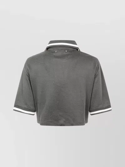 Golden Goose Cropped Cotton Polo Shirt In Black