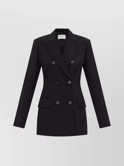Sportmax Double-breasted Brown Wool Jacket In Black