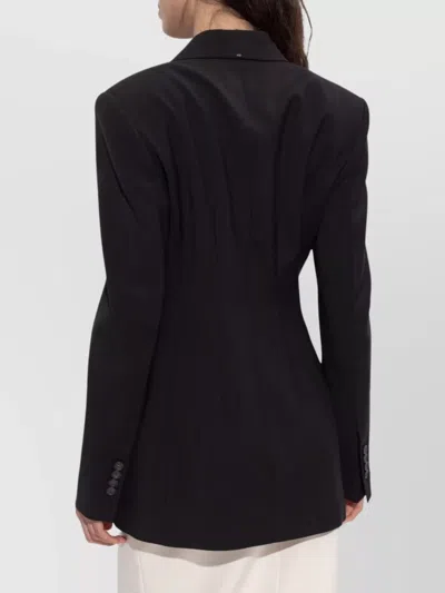 Sportmax Double-breasted Brown Wool Jacket In Black