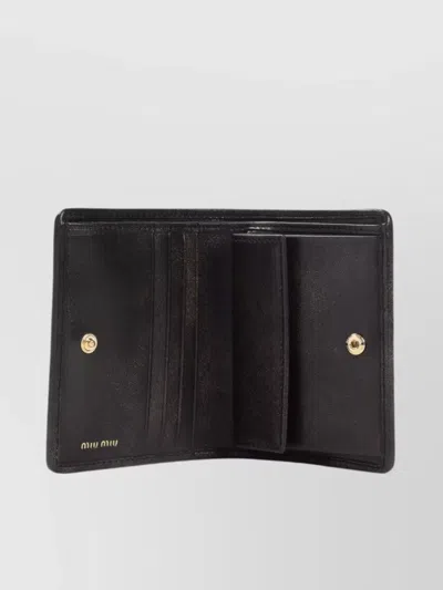 Miu Miu Quilted Leather Wallet With Lettering Logo On The Front In Black