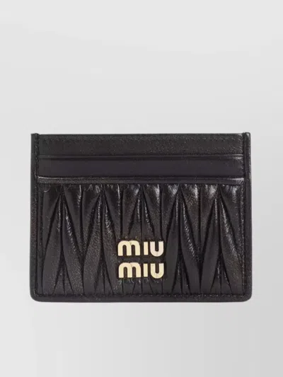 Miu Miu Quilted Black Lamb Leather Compact Wallet In Black