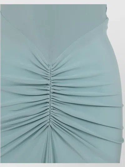 Alaïa Draped Dress Asymmetric Hem In Blue