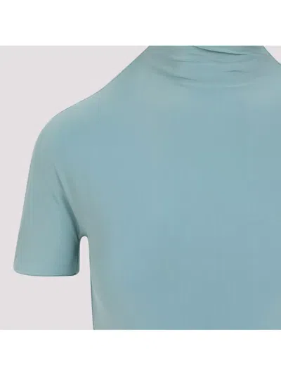 Alaïa Draped Dress Asymmetric Hem In Blue