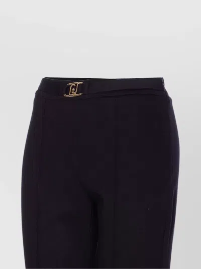 Liu •jo Logo Belt Flared Leg Trousers In Black