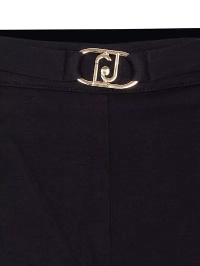 Liu •jo Logo Belt Flared Leg Trousers In Black