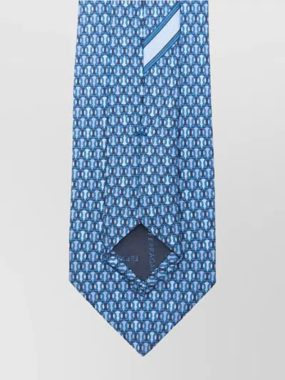 Ferragamo Polka-dot Pattern Silk Tie In Blue