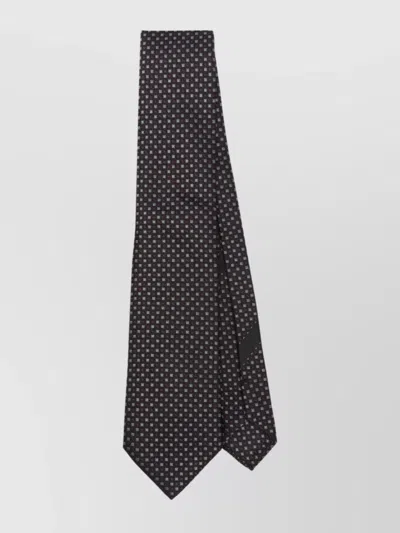Dolce & Gabbana Silk Tie With Geometric Pattern Design In Black