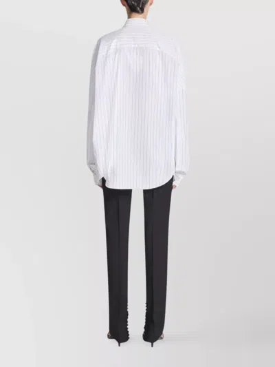 Dries Van Noten Pinstripe Button-down Shirt In Soft Viscose-cotton Blend In White