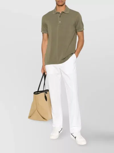 Tom Ford Classic Pique Polo With Tailored Fit In Green