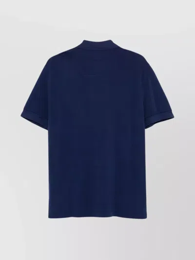 Tom Ford Textured Finish Navy Polo With Front Button Placket In Blue