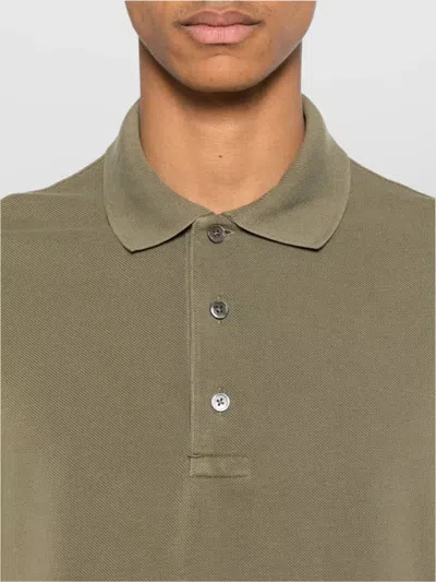 Tom Ford Classic Pique Polo With Tailored Fit In Green