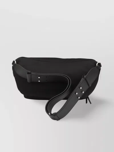 Ami Alexandre Mattiussi Shoulder Bag With Adjustable Strap And Front Pocket In Black