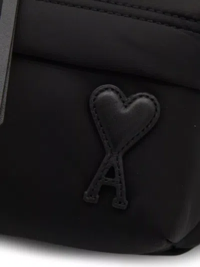 Ami Alexandre Mattiussi Shoulder Bag With Adjustable Strap And Front Pocket In Black