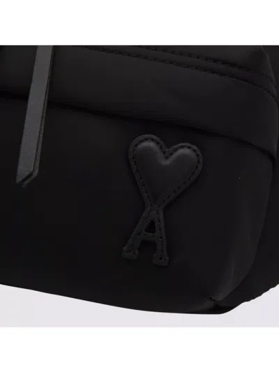 Ami Alexandre Mattiussi Shoulder Bag With Adjustable Strap And Front Pocket In Black