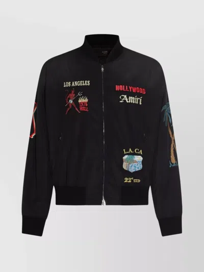 Amiri Black Cotton And Nylon Bomber Jacket In Black