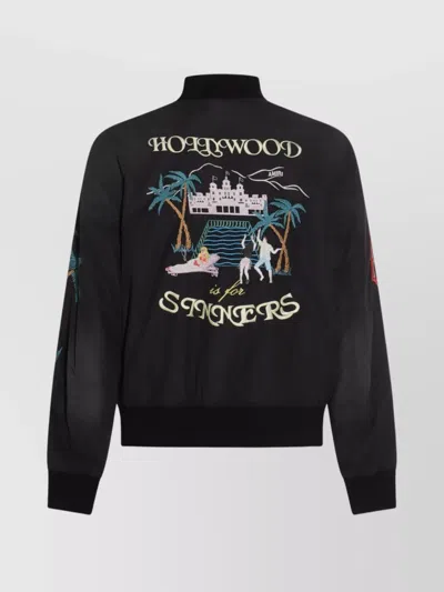 Amiri Black Cotton And Nylon Bomber Jacket In Black